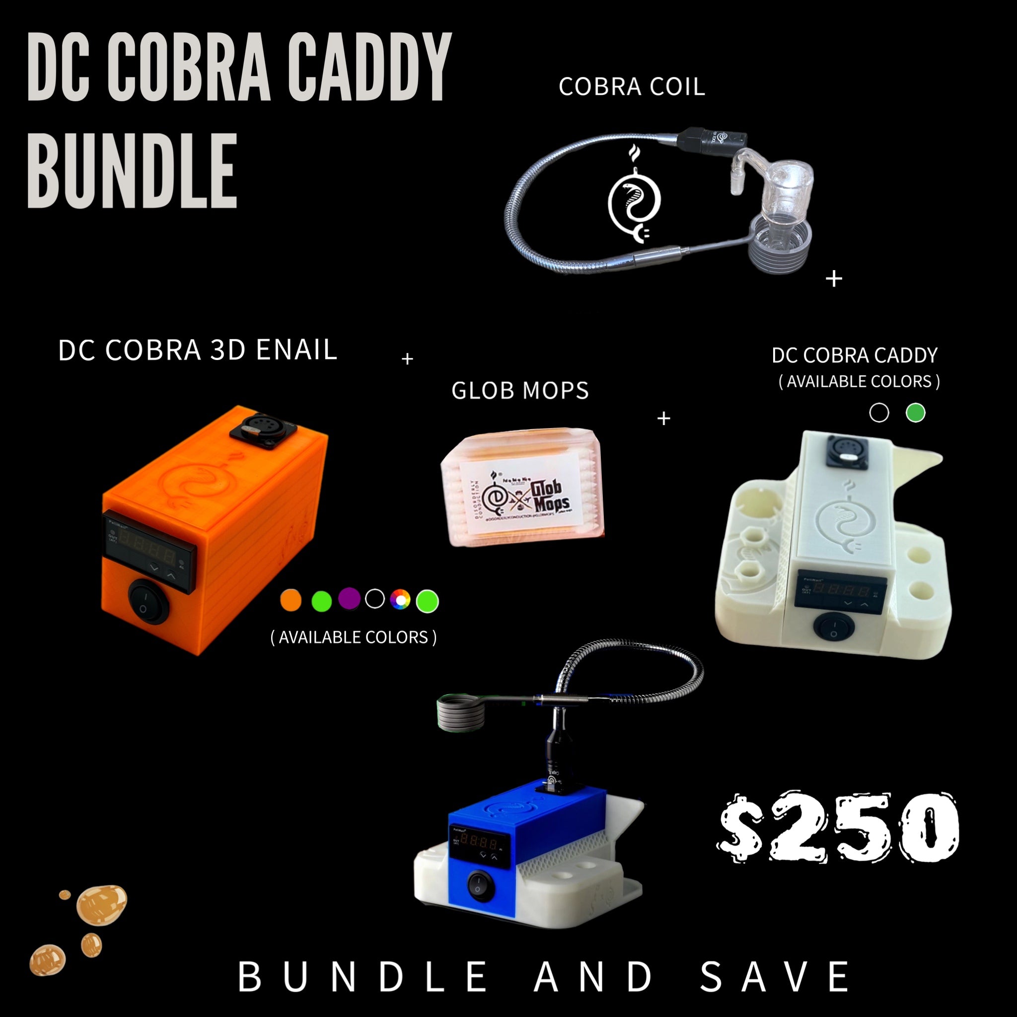 Bundle Deal DC Cobra 3D Printed E-Nail & Caddy – Disorderly Conduction