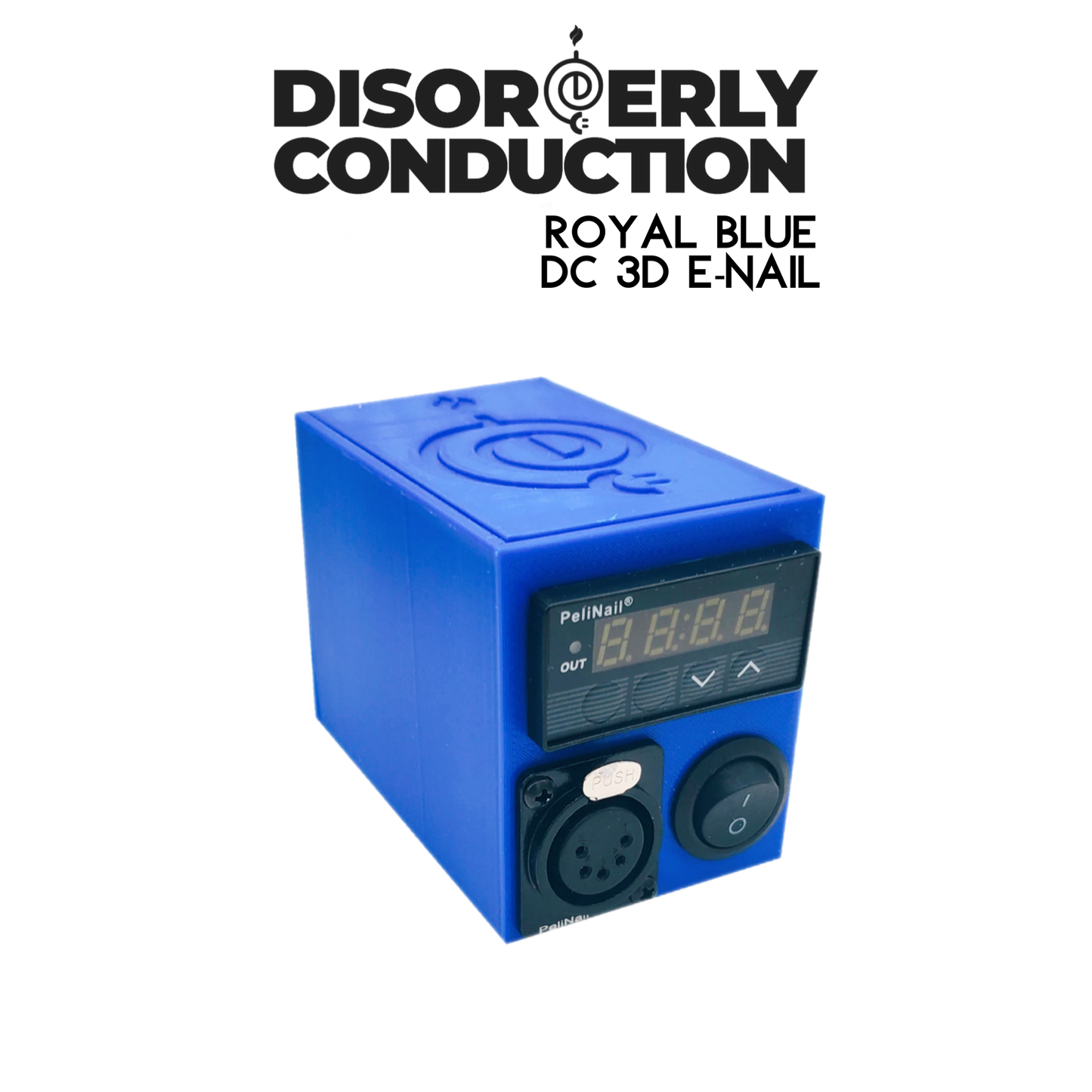 UV Blue DC Cobra Enail Controller connected to a heating element with temperature controls 