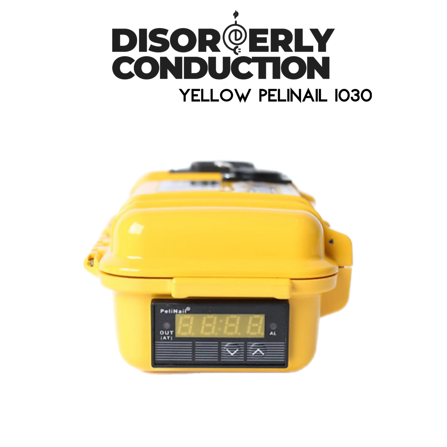 Solid Yellow PeliNail 1030 Enail Controller with temperature control for precise accuracy. 